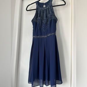 TFNC London Blue Skater Beaded Dress